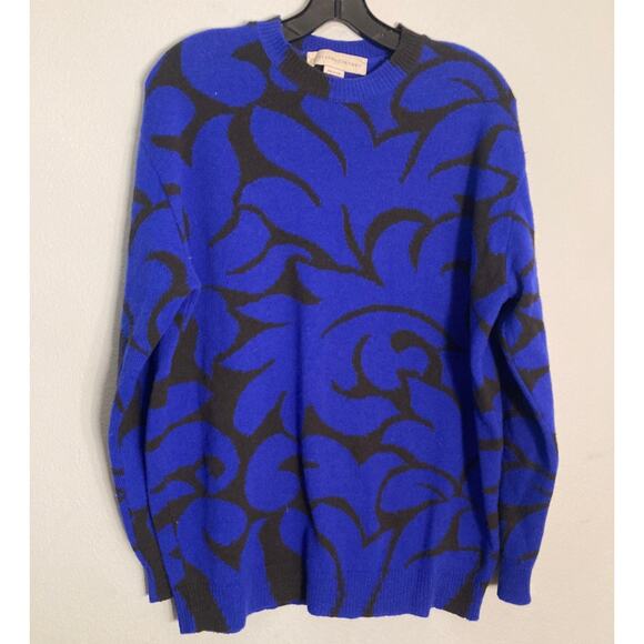Stella McCartney Bright Blue & Brown Abstract Floral Print Sweater Wool Sz 42 L - Picture 4 of 9